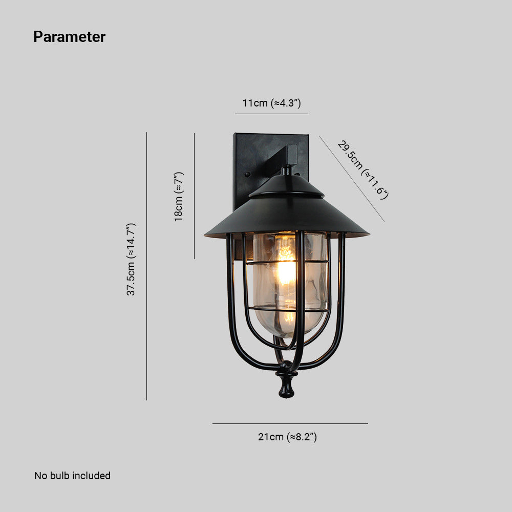 Valerio Vintage Lantern Shaped Metal Outdoor Wall Lamp, Black