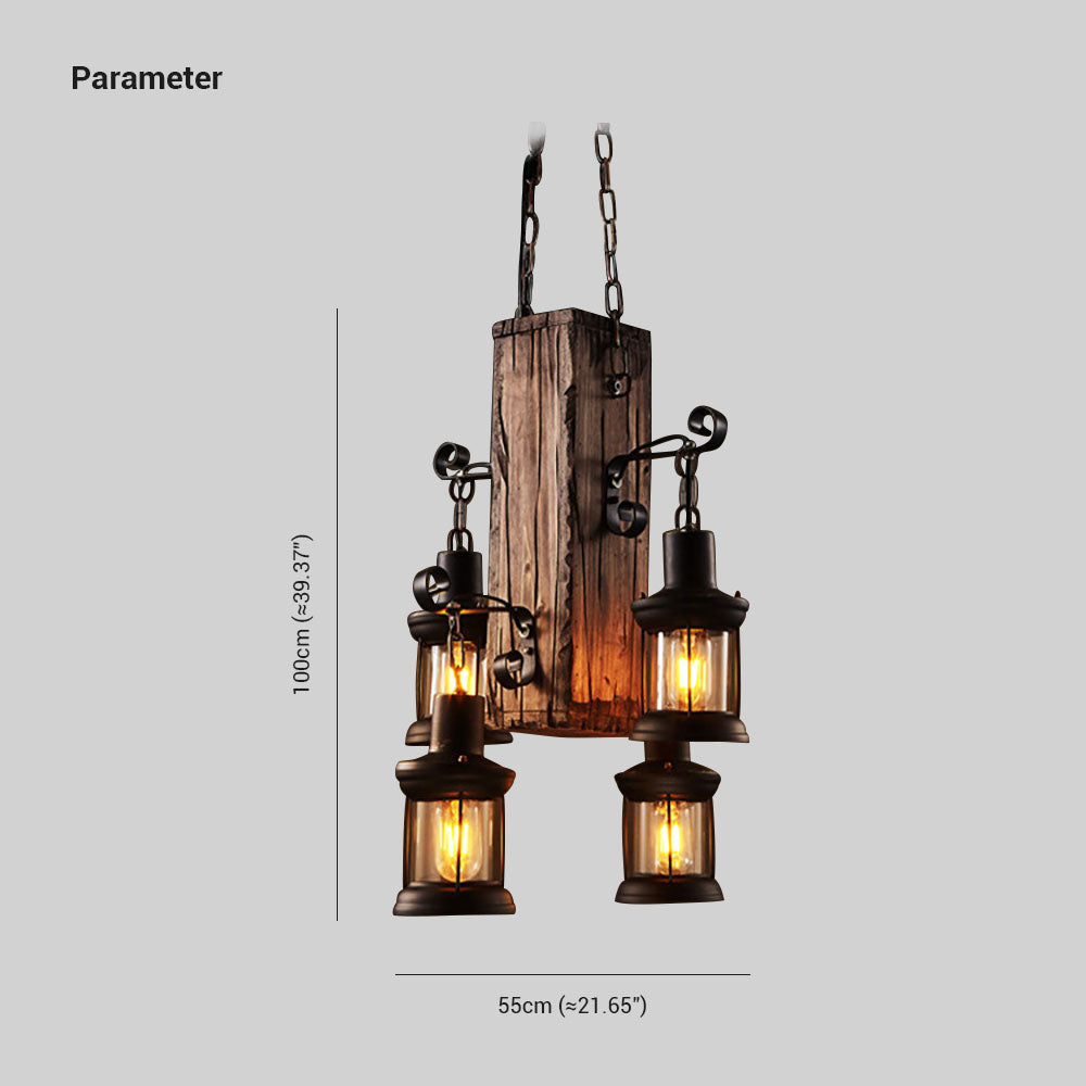 Brio Vintage Rechthoekige Hanglamp,  Metal/Houten Eetk/Woonkamer