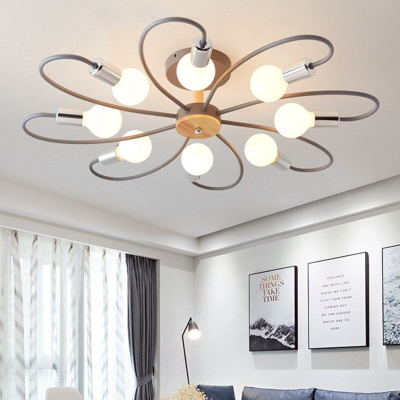 Lacey Nordic Plafondlampen Glas Grijs Wit Metaal Slaapkamer Woonkamer