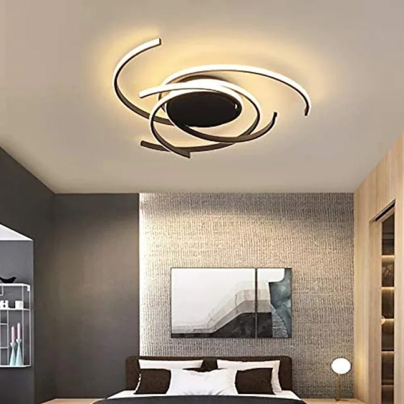 Lacey Ronde LED Plafondlampen Wit Zwart Silica Gel Metaal Woonkamer