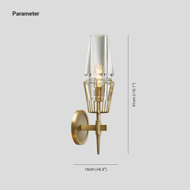 Orsini Vintage Lantaarn Metaal/Glazen Wandlamp Goud Slaapkamer/Woonkamer/Eetkamer
