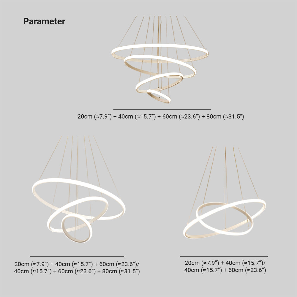 Alonza Moderne LED Hanglampen Wit Buitenste Verlicht 2/3/4 Ringen