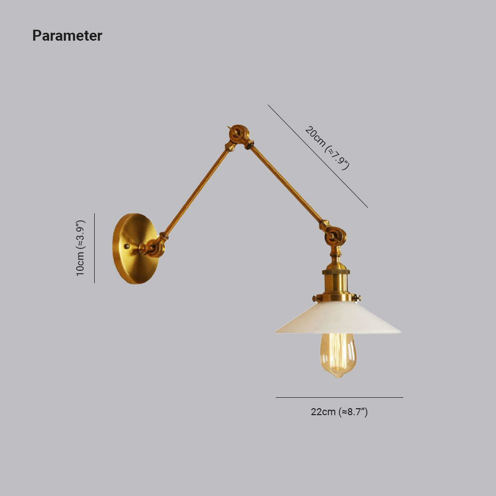 Valerio Wall Lamp Retro Saucer Lampshade Metal Adjustable 2 Color, Bedroom