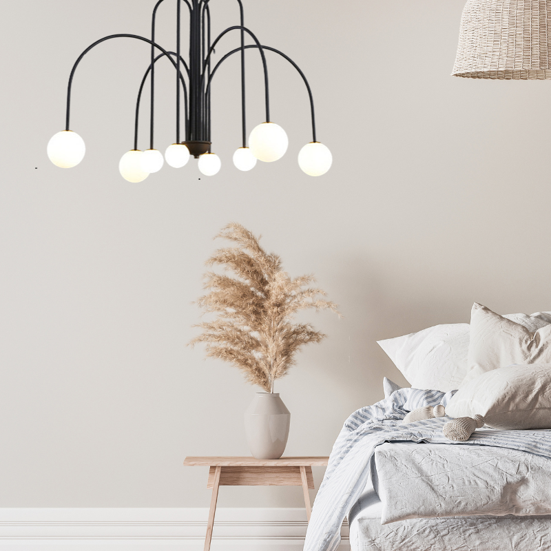 Elio Moderne Met Dubbele Laag Glas Wit/Zwarte Hanglamp, Woonk/Eetk/ Slaapkamer