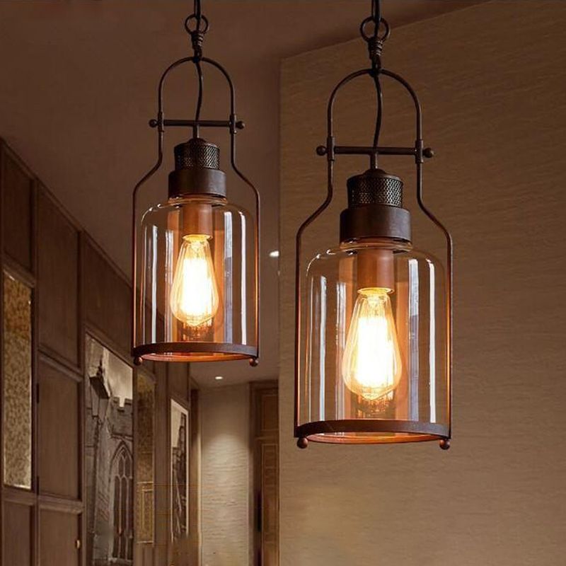 Brio Industrieel LED Hanglamp Zwart/Roest Metaal/Glas Binnen