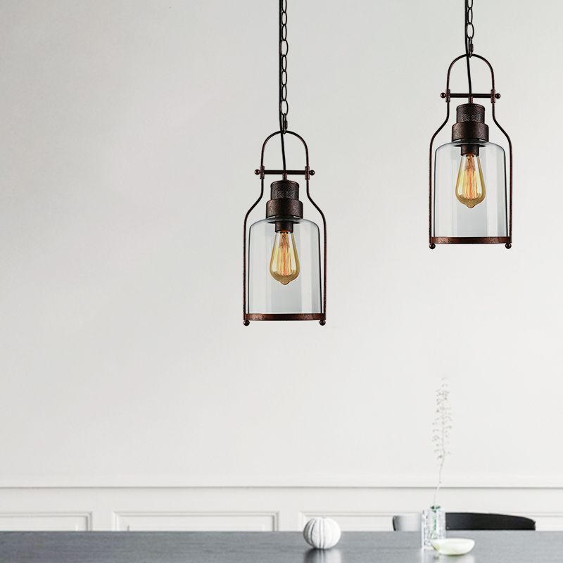 Brio Industrieel LED Hanglamp Zwart/Roest Metaal/Glas Binnen