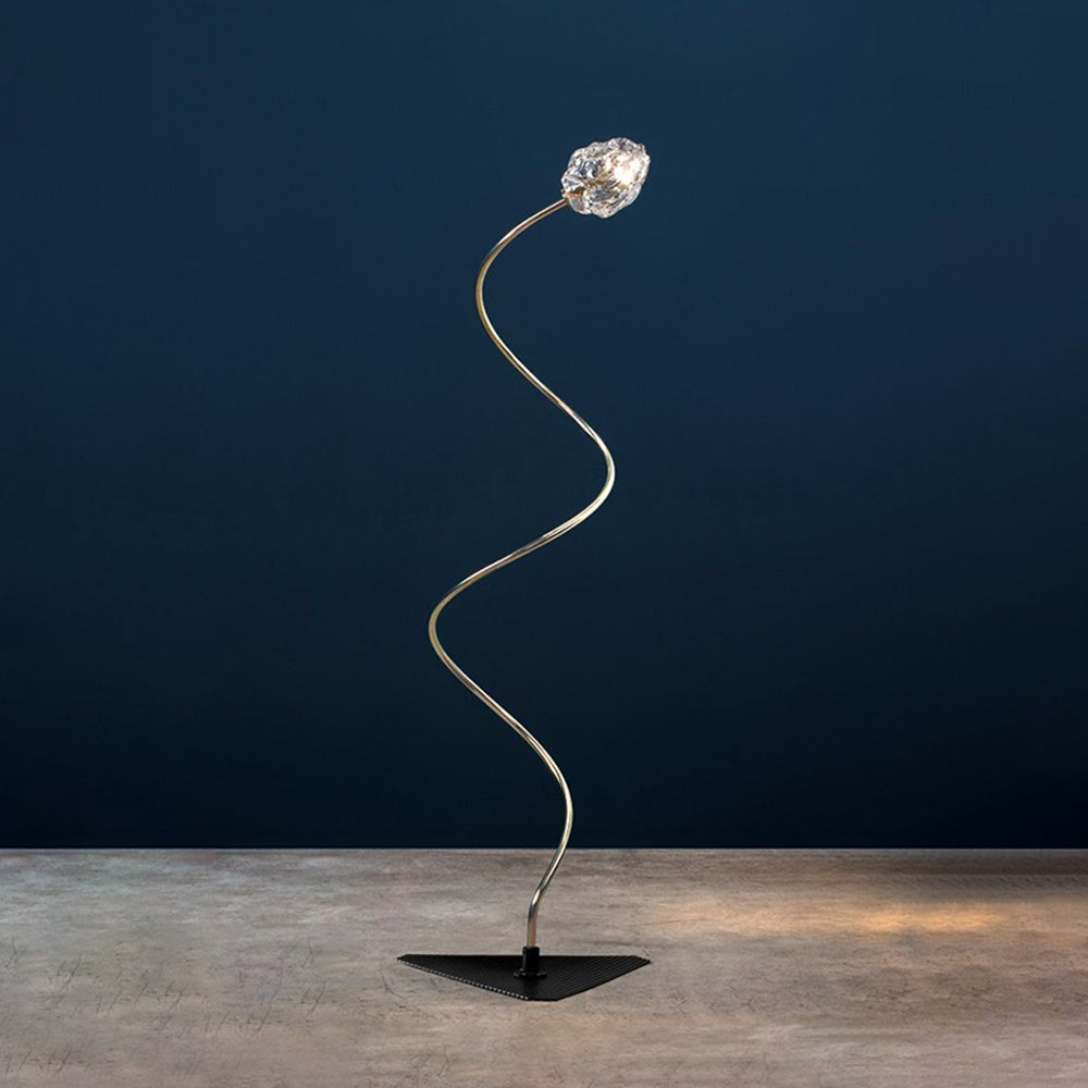 Carina Decoratieve Bloem LED Vloerlamp Goud Metaal/Glas Buiten