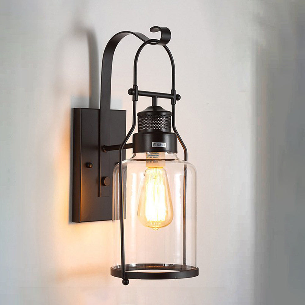 Valerio Retro LED Wandlamp Roest Zwart Glas Metaal Woonkamer Eetkamer